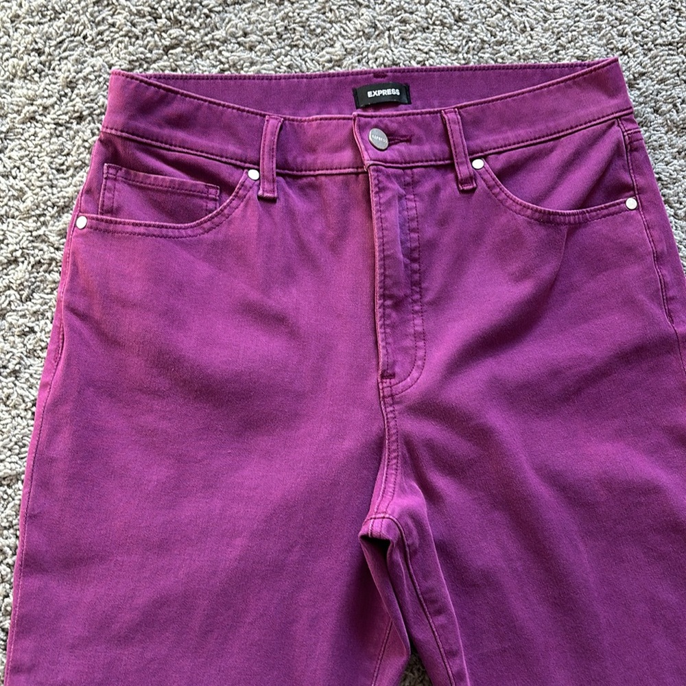 Express Modern Straight High Rise Jeans, Purple - Picture 4 of 14